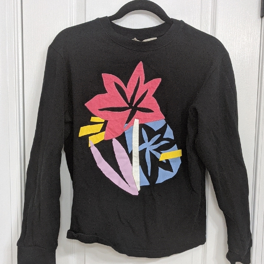 Zara Black Sweatshirt with Floral Accents